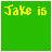 A 3x3 contact sheet of seven animated frames showing a green background with yellow text "Jake is Cool" in various pixelated animation states.