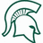 Green Spartan helmet outline on white background next to green rectangle with white text 'Spartan Football 80' in pixelated font.