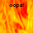 Pixelated text on a fiery background with a gray rectangle in the bottom right corner.