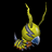 A pixelated yellow Digimon-like creature with blue and brown accents appears on the left side of a black contact sheet, while the right side displays white text reading "Anime IM" above smaller text that may be "com" or similar.