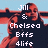 Pixelated image of two figures with red hair against a light blue background, overlaid with white pixelated text reading "Jill & Chelsea Bffs 4life".