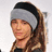 Animated sequence showing a person with long brown hair wearing a gray headband and black top, transitioning to a black-and-white version with a different headband style.