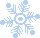 Pixelated light blue snowflake icon on gray background with symmetrical branches and circular center details.