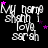 Black background with white text reading "My name is shah love sarah" repeated in a , scattered purple stars
