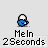 A static pixel art icon shows a blue and white character with a circular head, holding an object in its right hand, positioned above text reading "Meln 2Seconds".