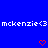 Blue background with repeated white text 'mckenzie<3' and red heart symbols in pixelated style.