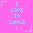 A static image with a bright pink background displays the phrase "I LOVE TO DANCE!" in light blue pixelated text, repeated three times in a with small white and pink star icons scattered around
