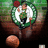 Pixelated green background with a basketball player in Celtics uniform holding a ball, text overlays reading 'Go!!', 'Boston!!! Celtics!!!', and '4EVER!!!!!'