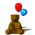 Animated contact sheet of a brown teddy bear with red and blue balloons, showing frame-by-frame motion across eight sampled frames arranged in a 3x3 grid.