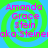 A static image with four identical showing pink text over a green and blue spiral background