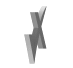 A grayscale animated sequence showing a stylized X symbol transitioning through multiple 3D-rendered states with varying depth and shading.