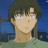 Anime-style character with brown hair and blue eyes in a green shirt against a dark blue background, showing subtle facial expression changes across frames.