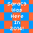 Pixelated text 'SaraC9 was Here In 2014!' repeated on a blue and orange checkered background with shifting diamond patterns.