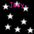Black background with scattered white stars and repeated pink text 'Jody.' in four locations.