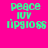 Four display identical pixelated text 'peace juv lipgloss' in cyan on pink, coral, yellow, and coral backgrounds