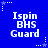 Blue background with white pixelated text reading "Ispin BHS Guard" repeated six times in a , surrounded by small star and dot patterns