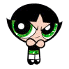 A cartoon character with black hair, green eyes, and a green-and-white outfit appears in three sequential poses showing hand movements.