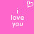 Pixelated pink background with white text 'i love you' and a heart symbol above the text.