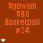Orange background with repeated text "Agawam ABO Basketball #24" and white star icons in varying quantities per section.