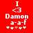 Red background with white text and symbols: 'I <3 Damon a-a-f' above four asterisks, two of which are pink.