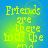 Yellow pixelated text on a blue-to-green gradient background, arranged in four quadrants with identical content.