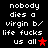 Black background with white pixelated text reading 'nobody dies a virgin b/ life fucks us all' and red star symbols in different positions across frames.