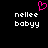 Pixelated text 'nelleebabyy' appears twice on black background with pink heart symbol above left instance.