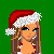 Pixel art contact sheet showing a Santa-themed animated icon with multiple frames of a female character in red-and-white candy cane attire and text elements.