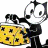 A pixelated cartoon cat character holding a large block of Swiss cheese against a white background, next to green text reading "Original Icons .com" on a dark green background.