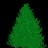 Animated green Christmas tree with red, blue, and yellow ornaments, transitioning from unadorned to fully decorated with a glowing star on top.
