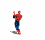 Animated sequence of a red-and-blue costumed figure in multiple action poses against white background with gray dividers.