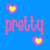 A static contact sheet of a 4x4 grid showing repeated frames from an animated icon with pink text and colorful hearts on a blue background.
