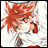 A 48x48 pixel buddy icon featuring a stylized anime character with red hair and white clothing on the left, paired with "Anime IM" text in silver lettering on a black background to the right.