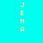 Four vertical display the name "JENA" in yellow pixelated text against cyan, pink, and two shades of blue backgrounds