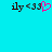 Pixelated text 'ily <33' on cyan background with one frame showing a pink heart replacing the second '<33' symbol.