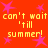 Red background with pink stars and yellow text repeating 'can't wait 'till summer!' in a pattern