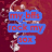 Pixelated image with four distinct sections: maroon background with red text, soccer ball on grass, green text on striped background, and gray area.