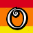 A static image displays three stylized letters O, M, and G on a striped background with red, orange, and yellow horizontal bands.