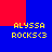 Pixelated text 'ALYSSA ROCKS<3' appears in four identical quadrants on a blue and red background with no visible animation changes.