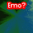 Four- of red text on blue-green background with pixelated font, displaying sequential phrases about 'Emo' and 'You Mean'