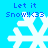Pixelated blue background with white snowflakes and "Let it Snow! <33" text in blue pixel font across four identical