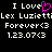 Pixelated text displays 'I Love Lex Luzzi' with a pink heart symbol replacing the 'o', followed by 'Forever<3' and '1.23.07<3' on black background.