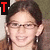 six pixelated images showing a person with glasses and earrings, some displaying text overlays
