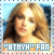 Four identical pixelated images of a person with long light brown hair, each overlaid with text reading "BTHYH" FAN in blue and white lettering.
