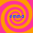 Four identical spiral patterns in orange and pink with blue text 'emma' at the center of each, arranged in a on an orange background