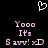 Pixelated heart symbol above pink text reading 'Yooo It's S avv! xD' on black background.