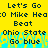 Yellow background with dark blue pixelated text reading 'Let's Go', ':O Mike Hea:O', 'Beat', 'Ohio State', and 'Go blue' in two identical side-by-side
