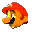 Pixelated character with red cap and yellow face in multiple poses showing head turns, facial expressions, and body angles against gray background.