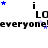 Animated sequence showing 'i LO' text with shifting star positions above and below, repeated across on a white background