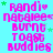 A static image with a bright cyan background displays repeated text in pink and green pixelated fonts.
